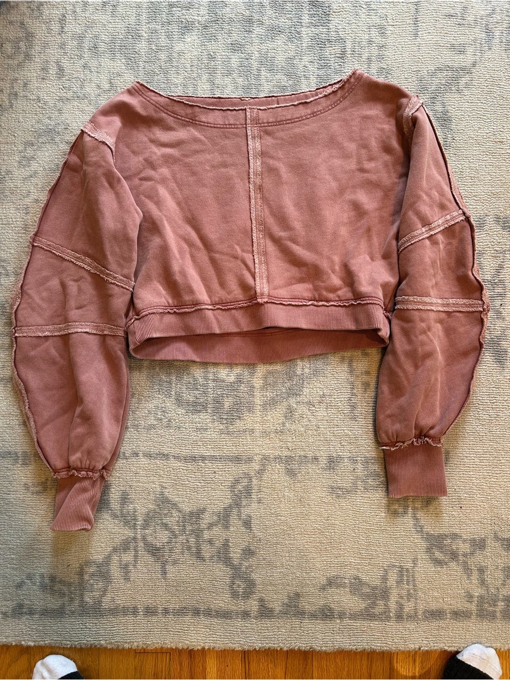 Free People Dusty Rose Cropped Sweatshirt - Casual Pullover